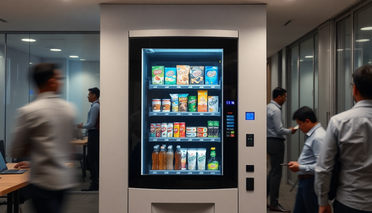 Modern vending machine in a busy Kolkata office