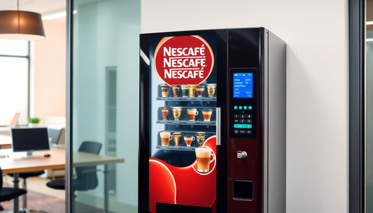 A Nescafe vending machine dispensing coffee in office