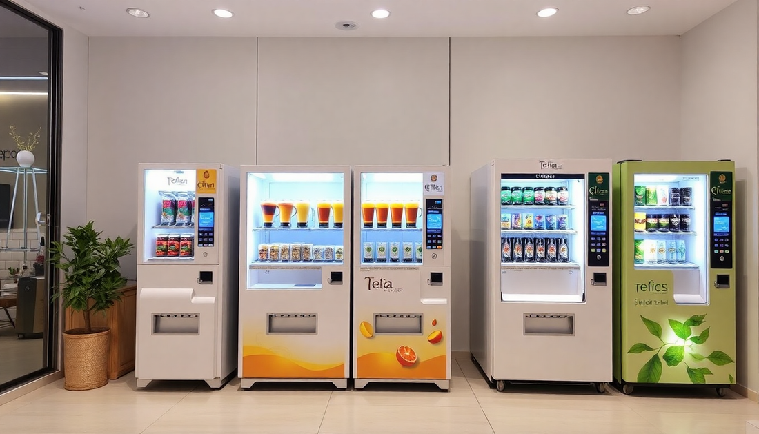 Modern tea and coffee vending machines in Kolkata showroom