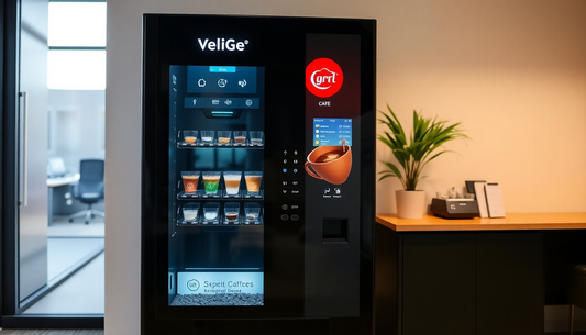 Modern coffee vending machine in an office setting