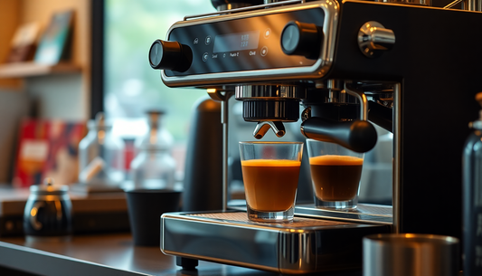 A modern coffee machine brewing fresh coffee in Kolkata café