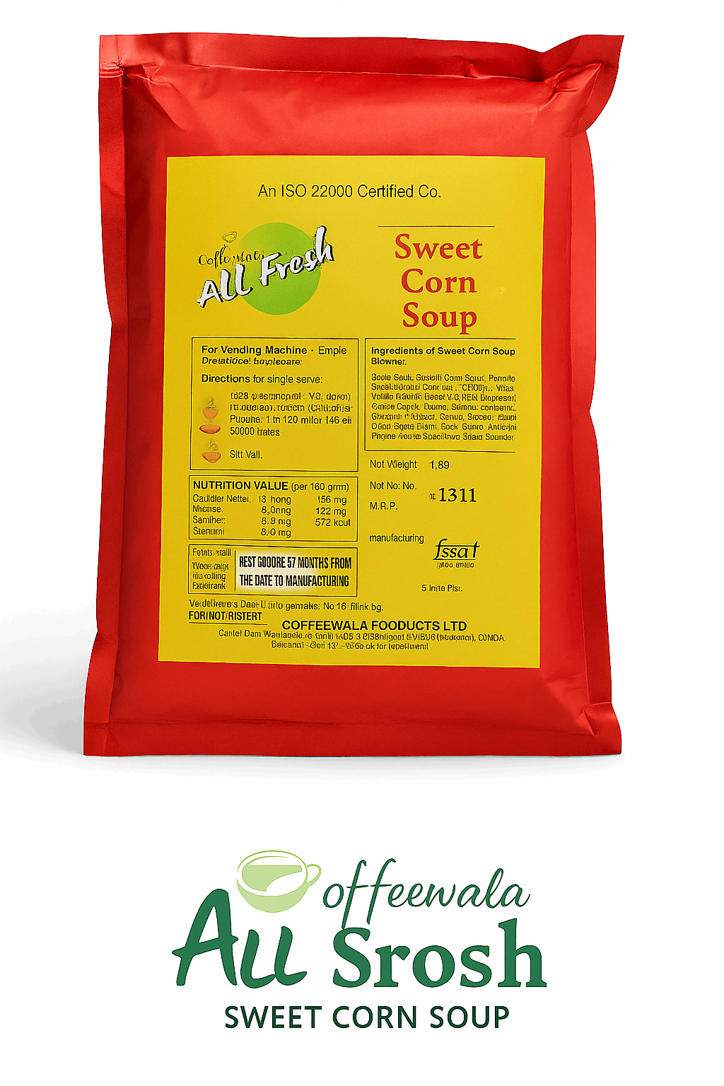 Tea Coffee Vending Service All Fresh Sweet Corn Soup Mix