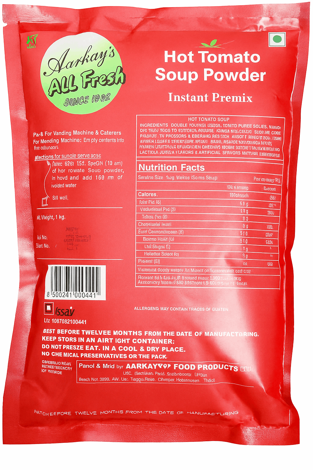 All Fresh Tomato Soup 1 Kg Instant Hot Soup Powder - COFFEE WALLA
