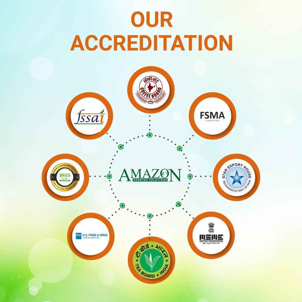 Accreditation logos including FSSAI and FSMA for COFFEE WALLA ATLANTIS Cafe express masala tea 1kg