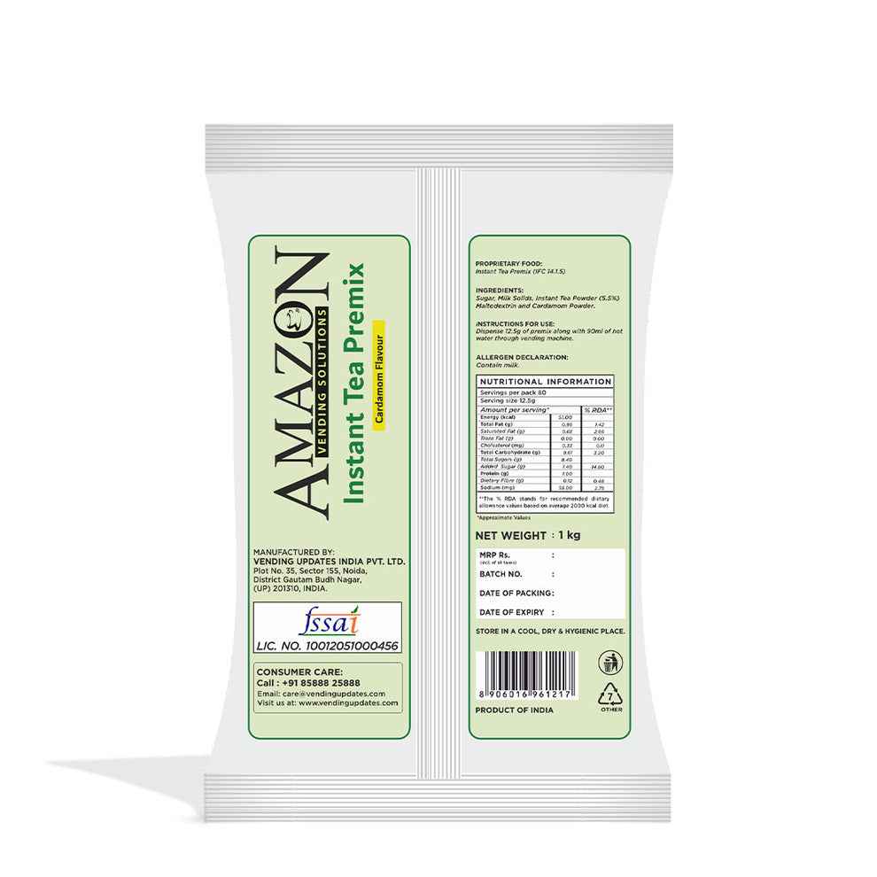 1 kg packet of cardamom tea premix for vending machines by Tea coffee vending service in white packaging