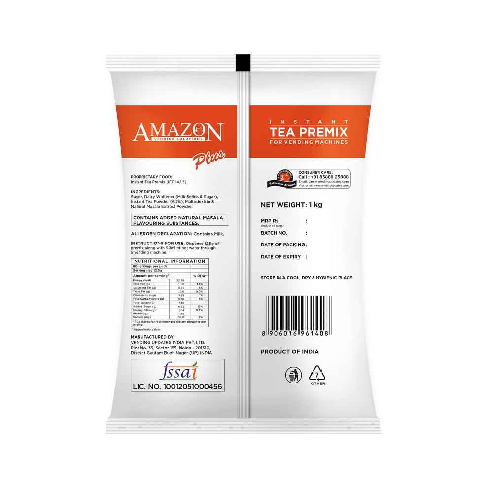 Amazon Plus instant masala chai premix 1 kg pack for tea coffee vending service use