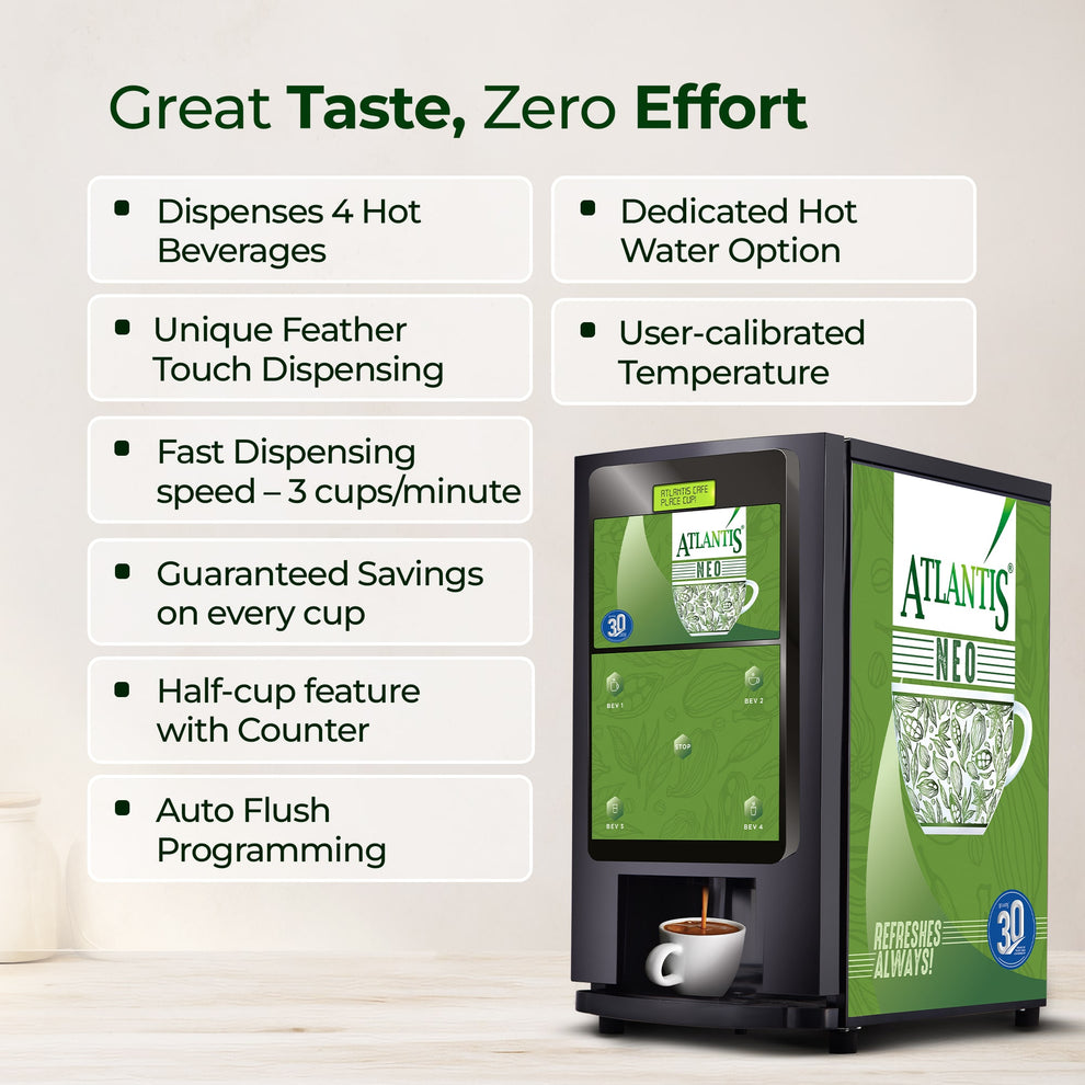 4-lane coffee vending machine for offices with fast dispensing and user-calibrated temperature