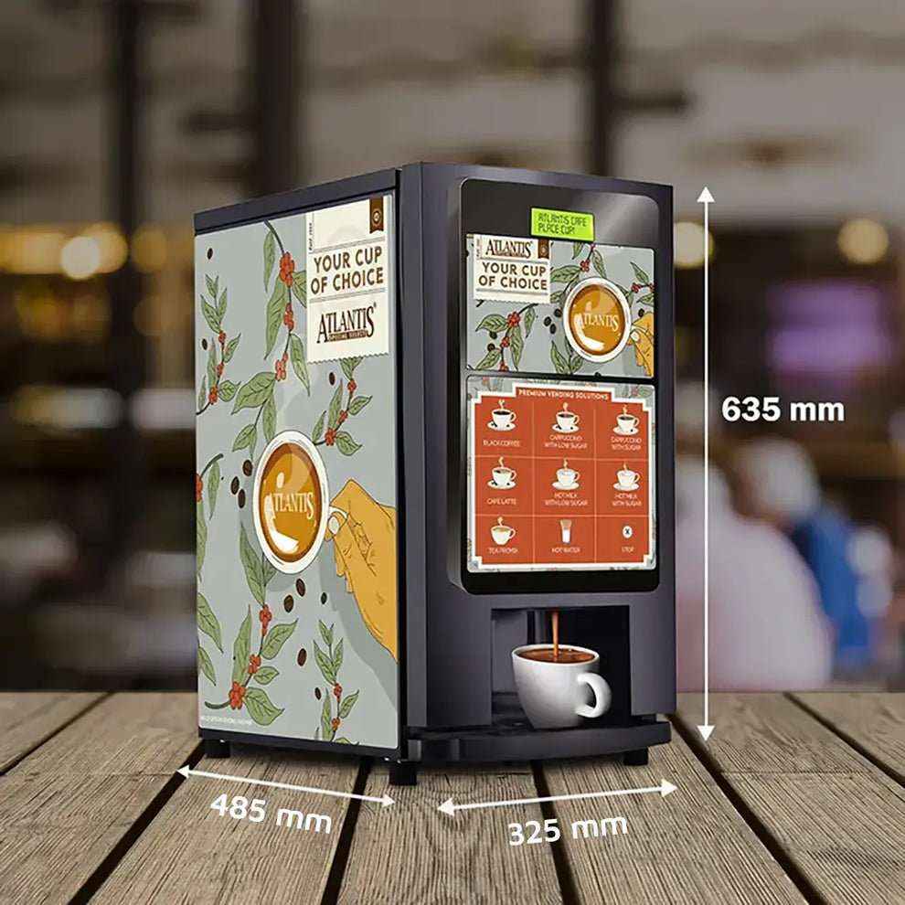 Best commercial coffee machine Delhi by Tea coffee vending service with compact design and multiple coffee options
