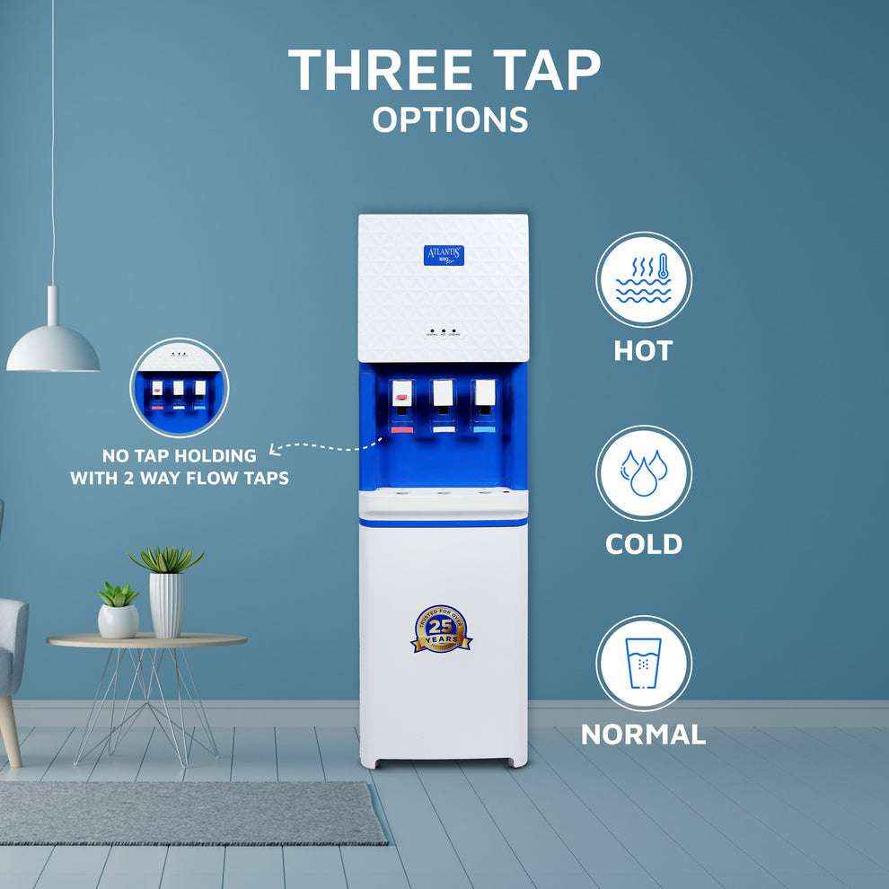 Atlantis Big Plus water dispenser for offices with three tap options for hot cold and normal water