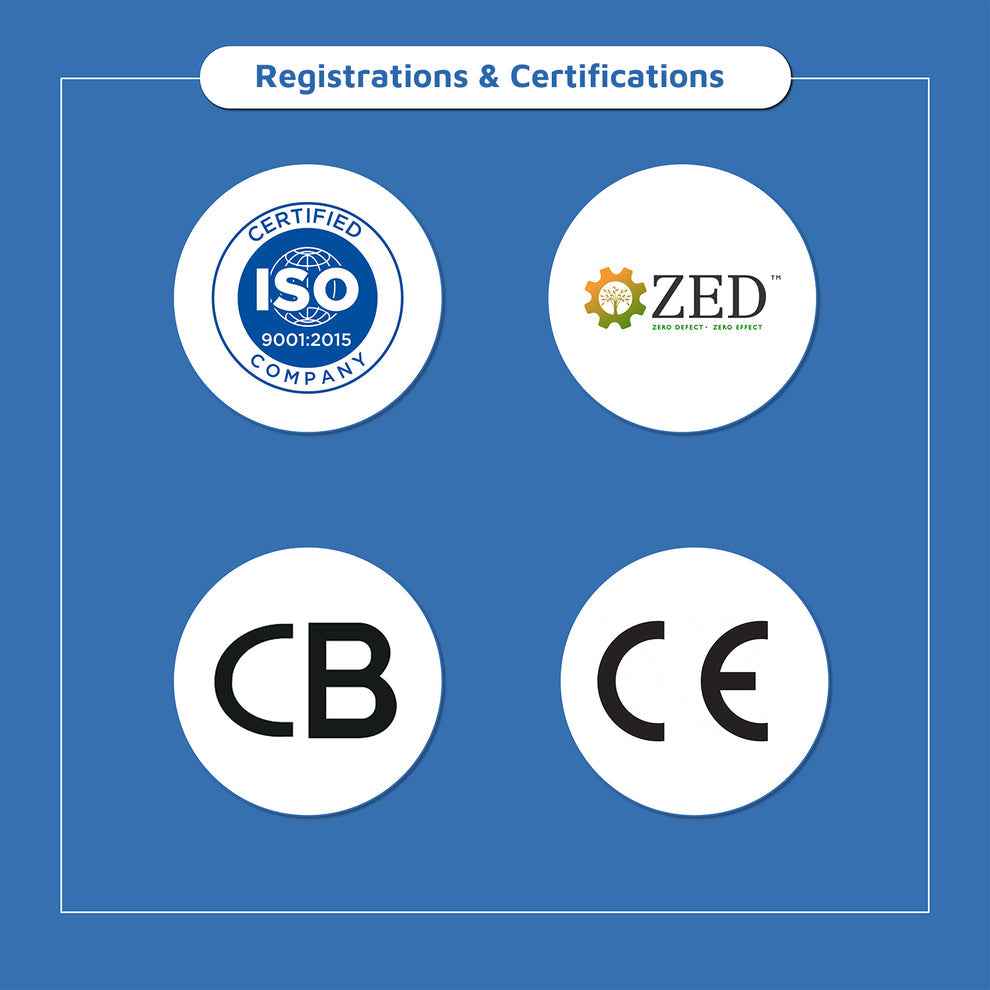 Registrations and certifications including ISO 9001 2015, ZED, CB, and CE marks for Atlantis Big Plus water dispenser