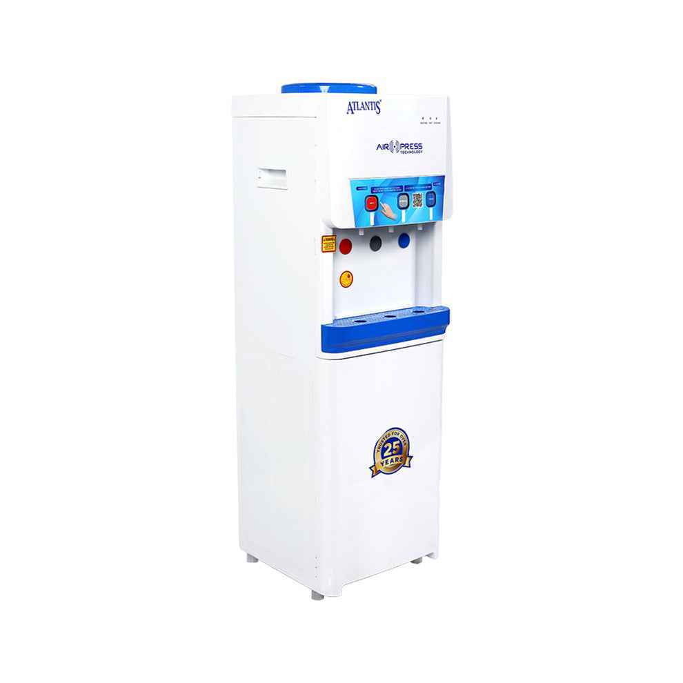 Atlantis Big Plus water dispenser with white and blue design and multiple water dispensing options