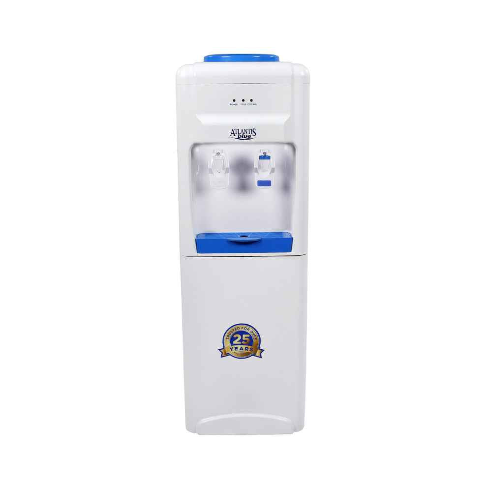 Atlantis Blue water cooler for office in white and blue with hot and cold water taps