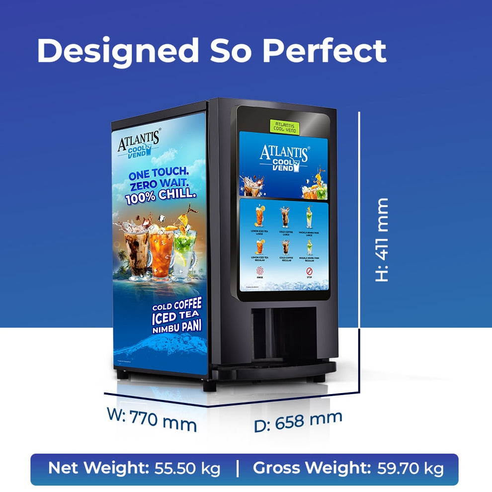 Atlantis chill coffee machine by COFFEE WALLA with one touch operation and zero wait for cold coffee and iced tea