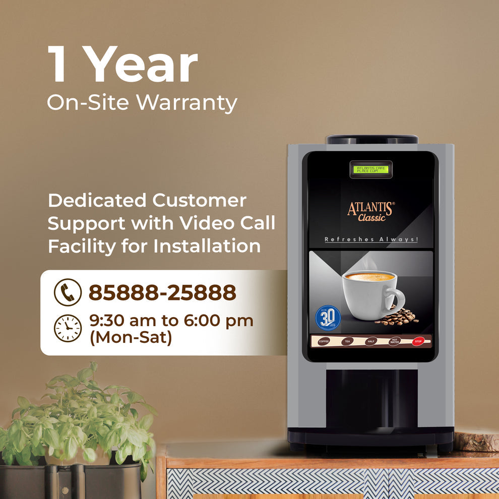 COFFEE WALLA Atlantis Classic 2-lane tea and coffee vending machine with digital display and one year warranty