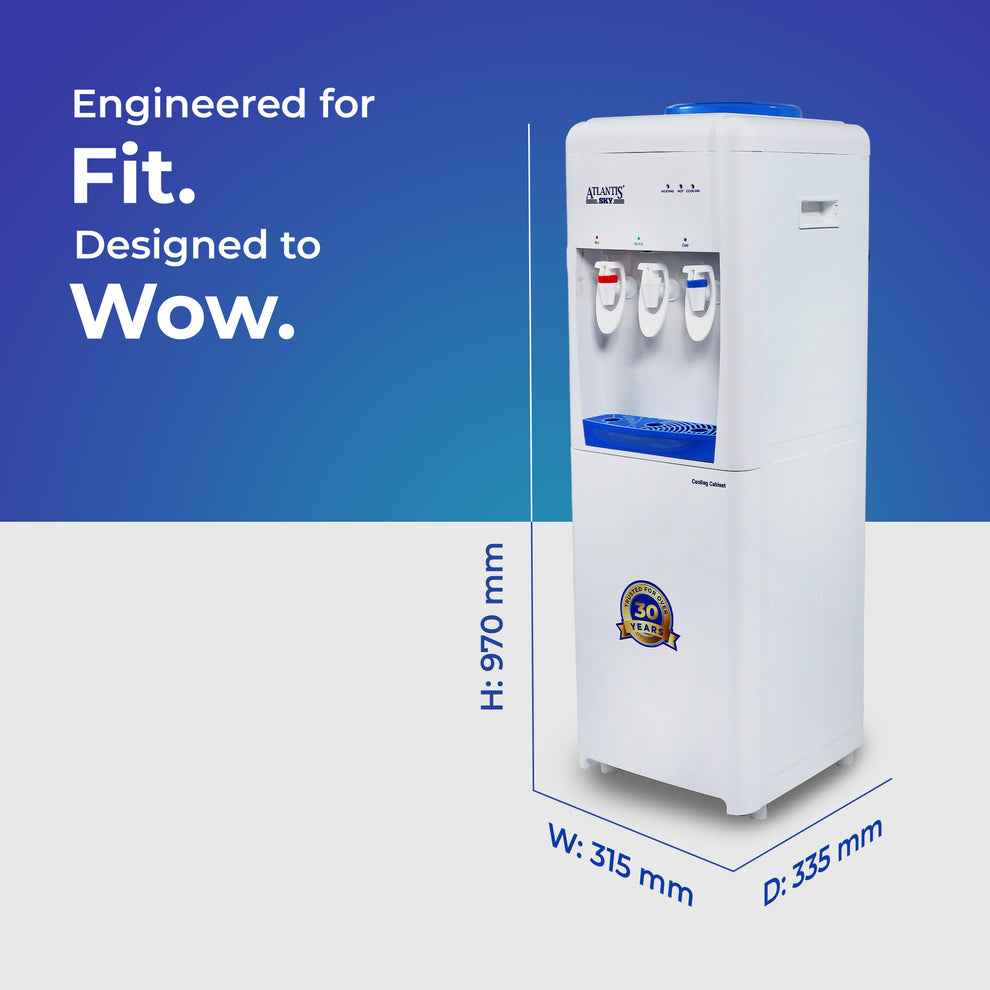 ATLANTIS FROSTY PLUS water cooler with three taps and compact design for efficient water dispensing