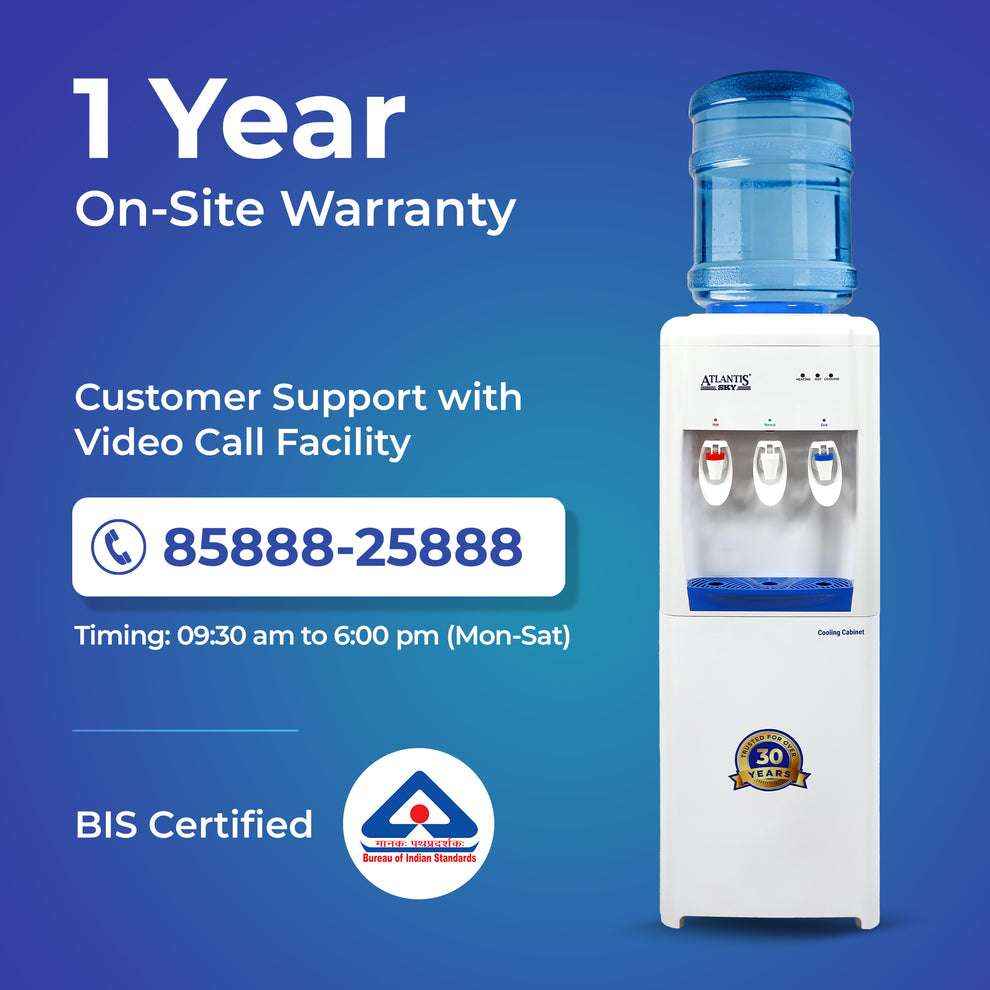 ATLANTIS FROSTY PLUS water cooler with one year on-site warranty and customer support call facility