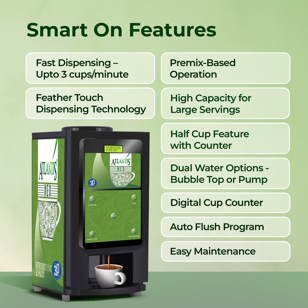 COFFEE WALLA Atlantis Neo 2 coffee vending machine with fast dispensing and digital cup counter