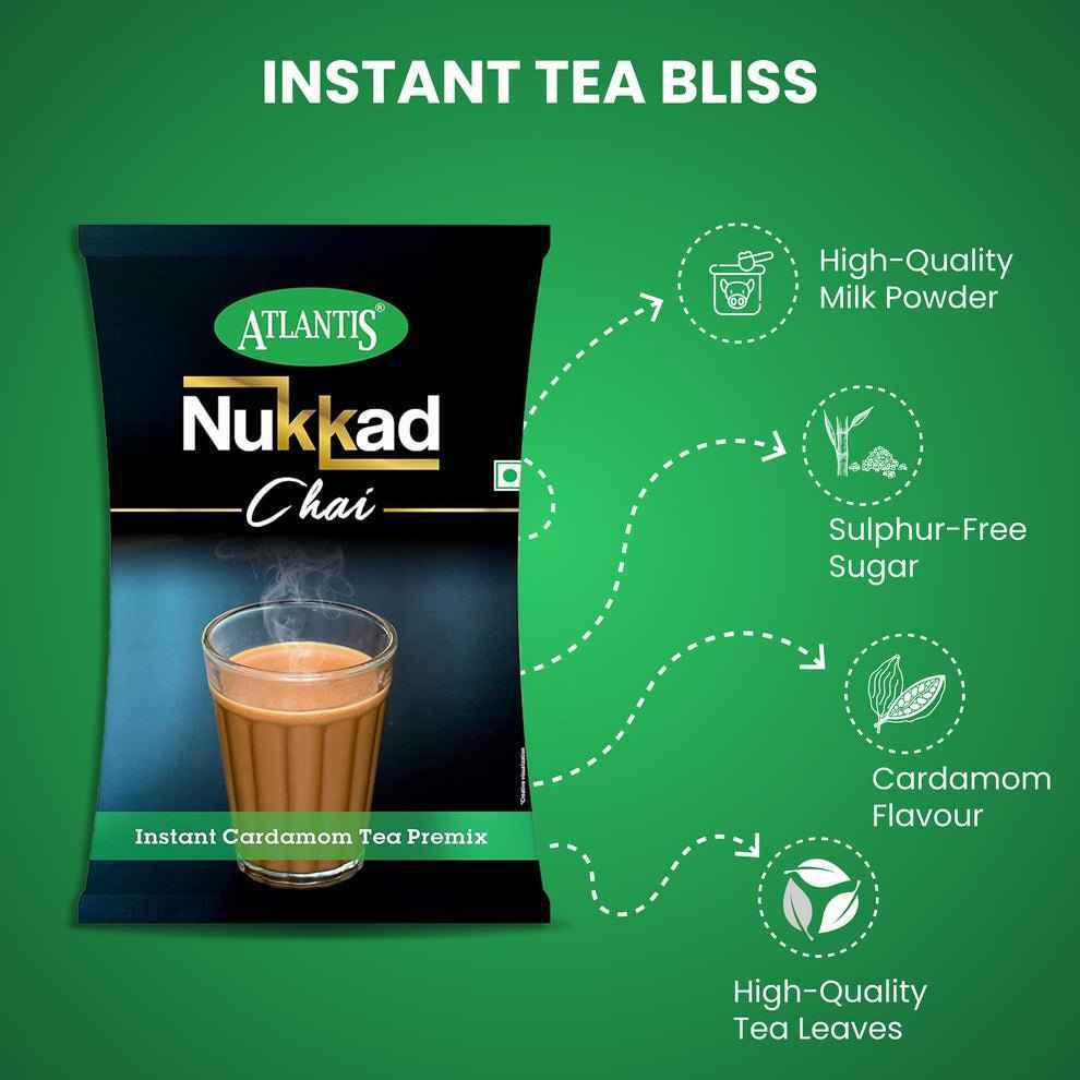 Atlantis Nukkad tea premix 1kg pack with instant cardamom flavour tea and high-quality ingredients