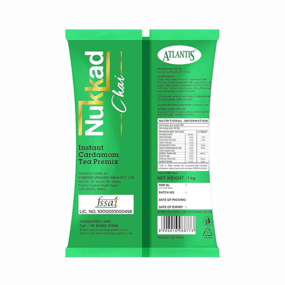 Nukkad tea premix 1kg green pack with instant cardamom tea mix from Tea coffee vending service