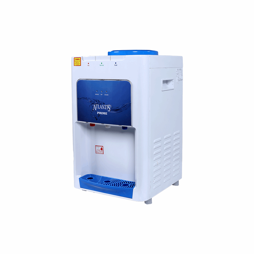 Buy Atlantis Prime water cooler in white and blue with compact design for office and home use