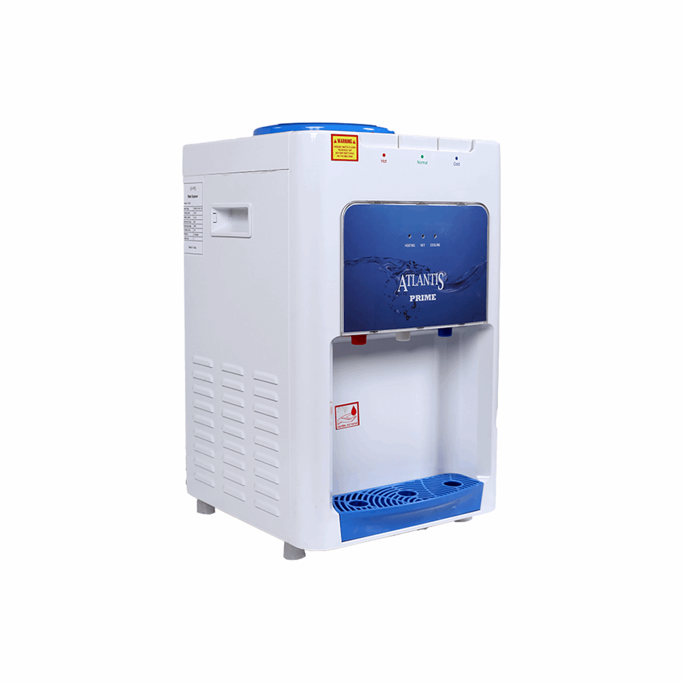 Buy Atlantis Prime water cooler white and blue compact design with hot and cold taps