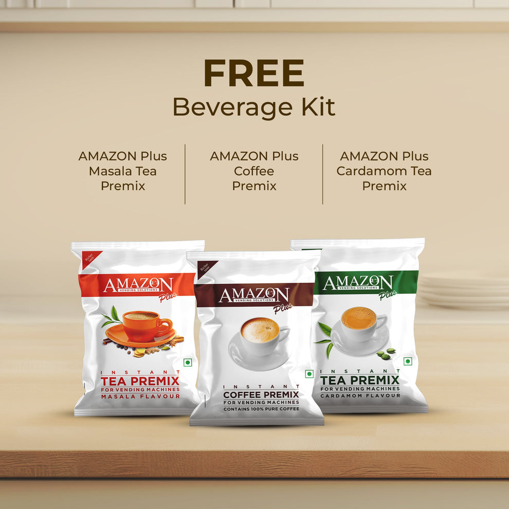Free beverage kit with Amazon Plus Masala Tea Premix Coffee Premix and Cardamom Tea Premix for Atlantis 3 lane coffee machine