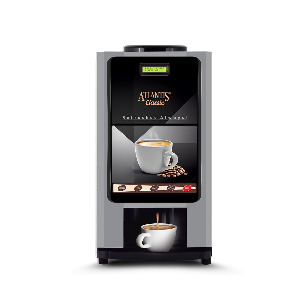 COFFEE WALLA Atlantis 3 lane coffee machine with digital display and dual coffee cup image
