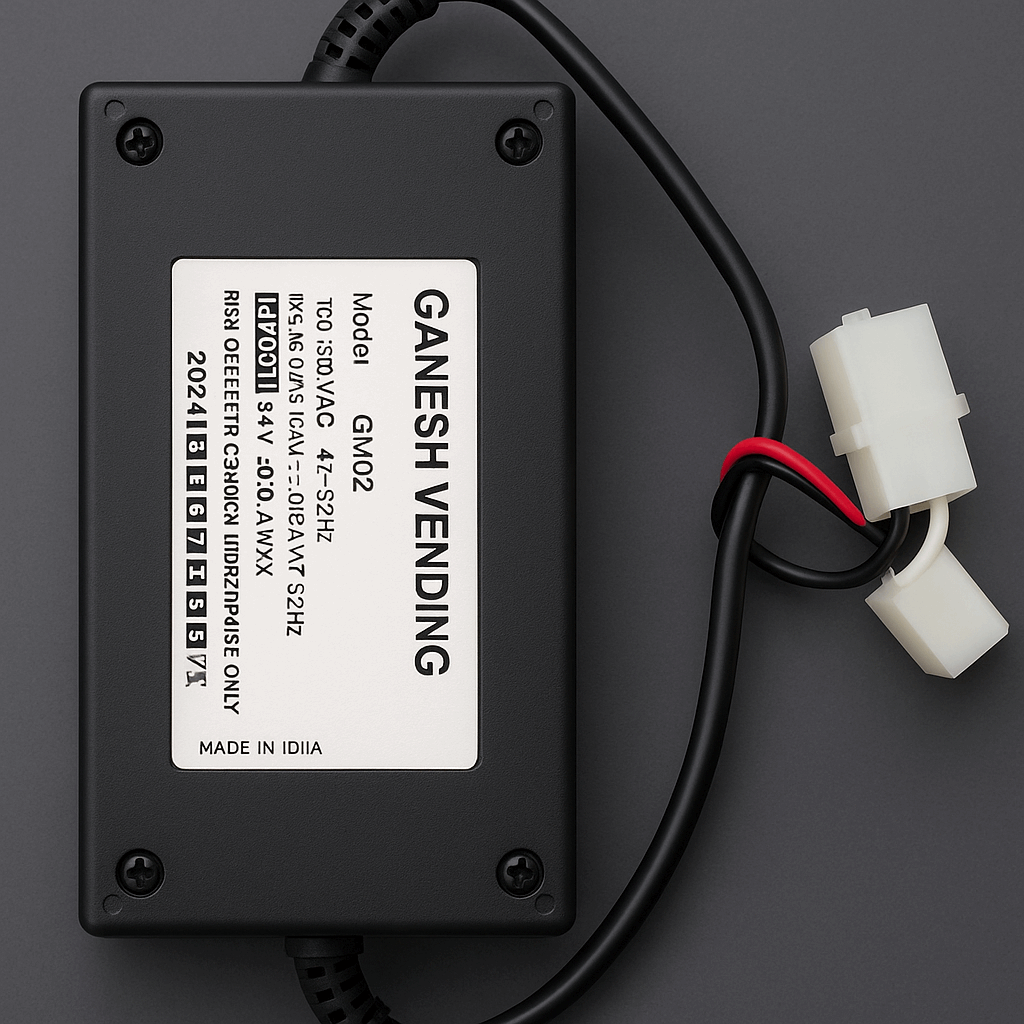 Nescafe coffee machine adaptor black rectangular unit with white label and cable connector for vending machines