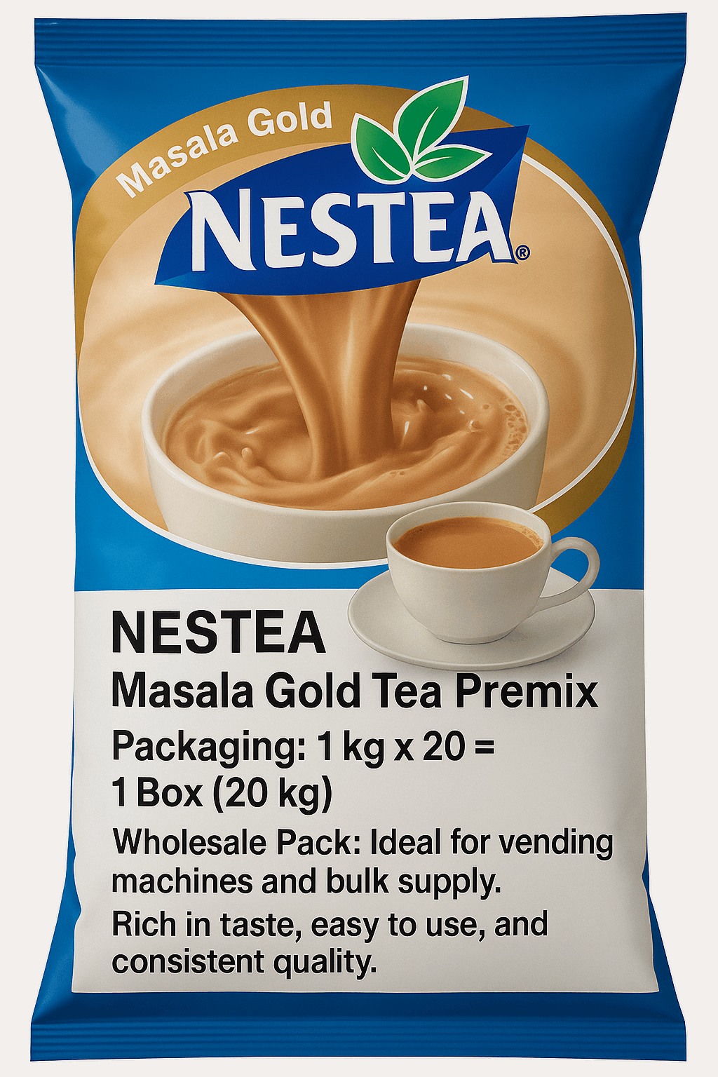 Nestea instant tea premix 1kg Masala Gold flavour packet ideal for vending machines and bulk supply