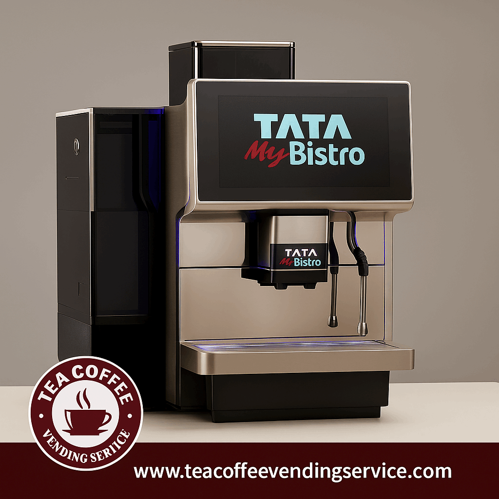 Tata Barista coffee machine rental Noida showing Tata My Bistro vending coffee machine in black and silver