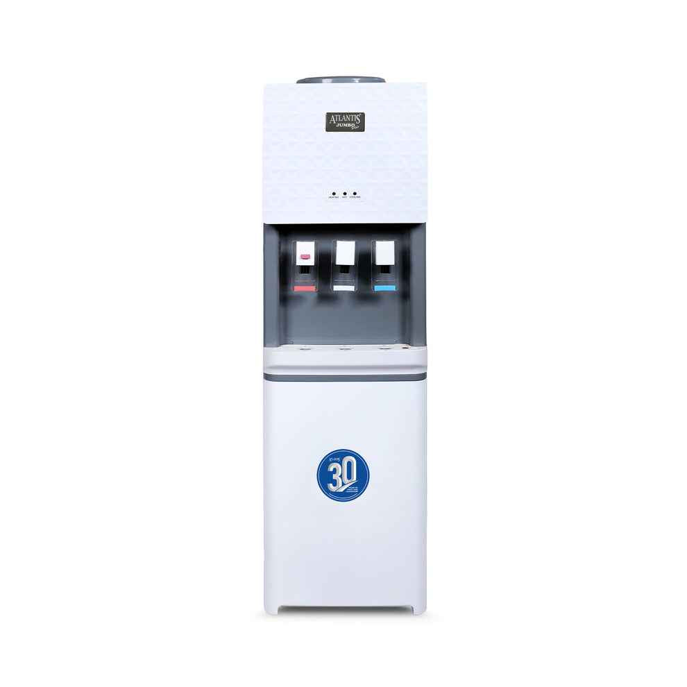 ATLANTIS JUMBO PLUS water machine white floor standing dispenser with hot cold and room temperature taps