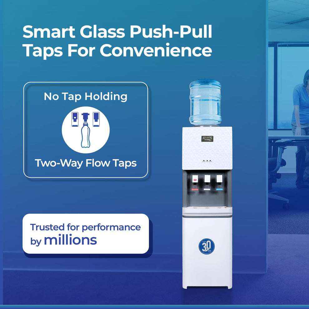 ATLANTIS JUMBO PLUS water machine with smart glass push-pull taps and two-way flow for easy use