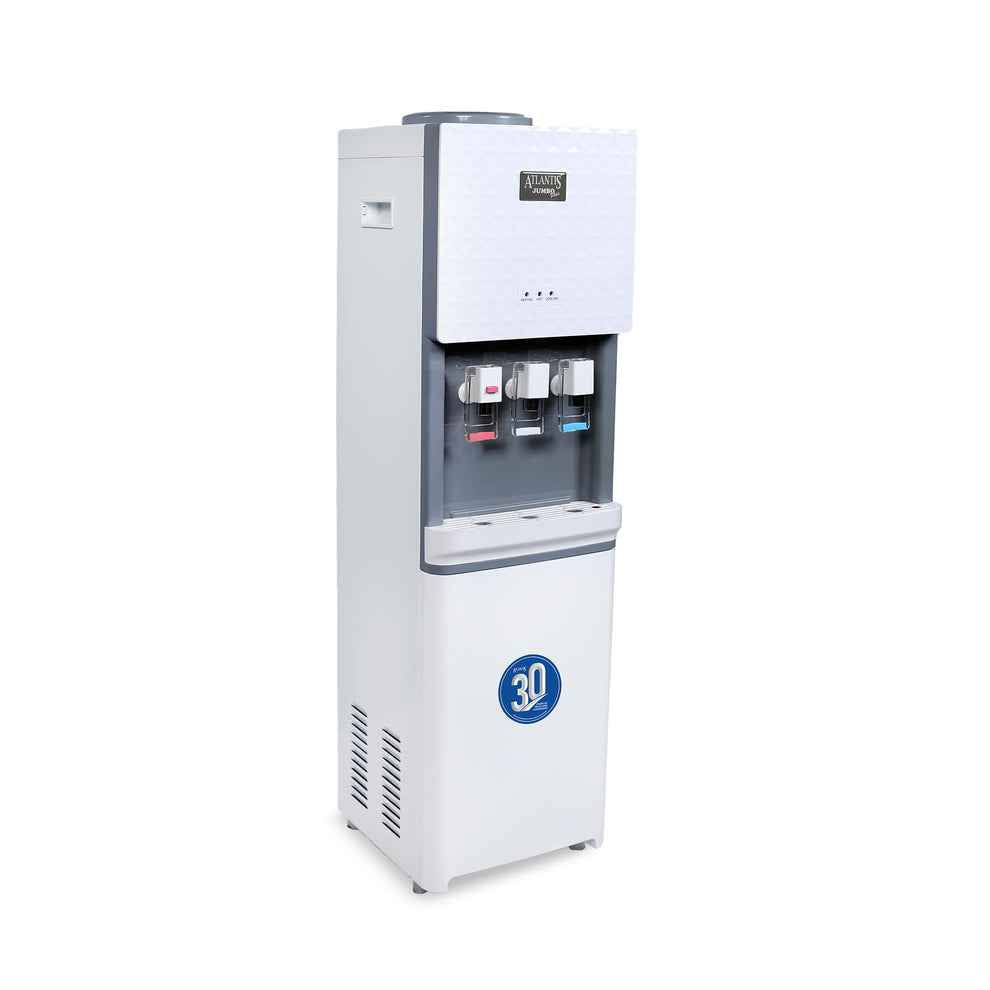 ATLANTIS JUMBO PLUS water machine white freestanding water dispenser with hot cold and room temperature taps