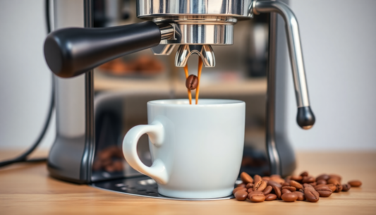 A bean to cup coffee machine brewing fresh coffee