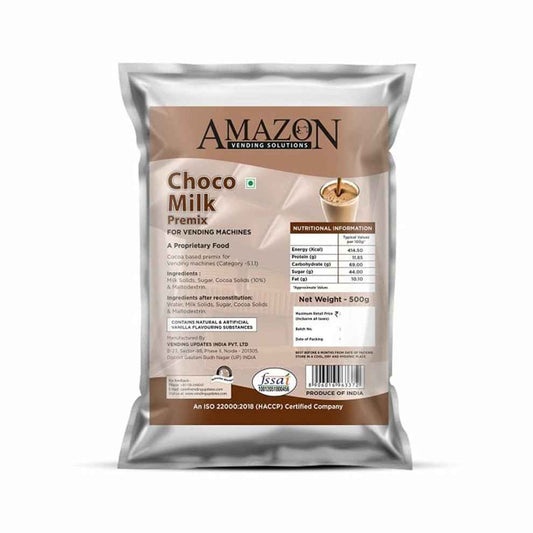 Amazon chocolate milk premix 500g pack for vending machines with nutritional information