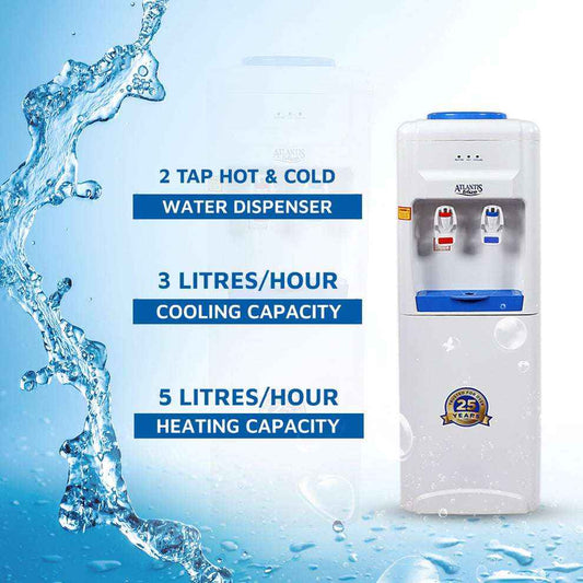 Atlantis Blue floor standing water dispenser with 2 tap hot and cold function and high cooling and heating capacity