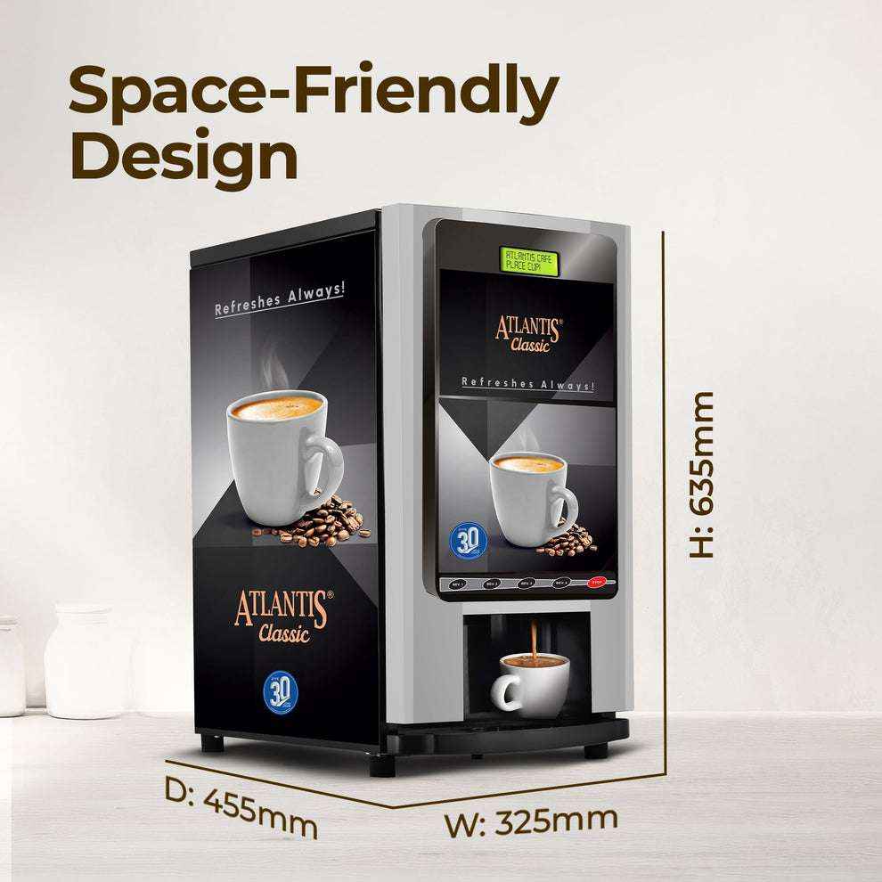 Space-friendly coffee vending machine for office with compact design and easy access coffee dispenser