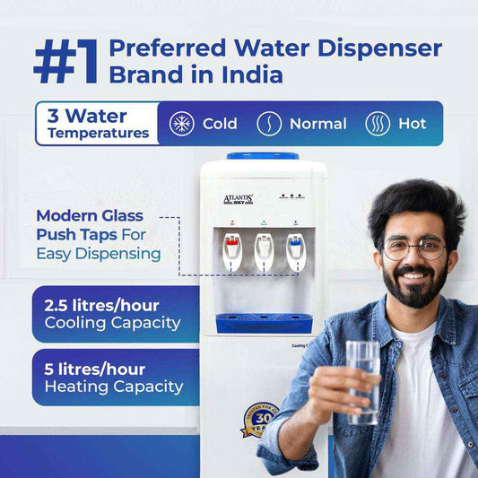 ATLANTIS FROSTY PLUS water cooler with three temperature options and modern glass push taps