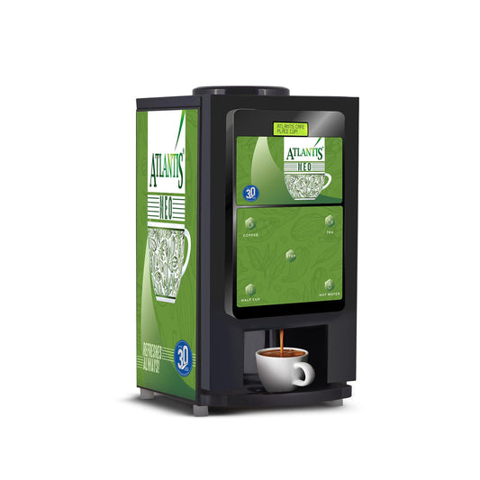 COFFEE WALLA Atlantis Neo 2 coffee vending machine dispensing fresh coffee with green panel design