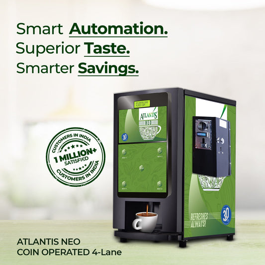Atlantis Neo vending machine Delhi coin operated 4-lane tea and coffee vending machine with smart automation