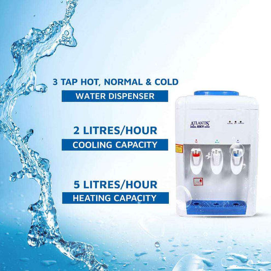 ATLANTIS SKY water dispenser with 3 taps for hot normal and cold water heating 5 litres cooling 2 litres per hour