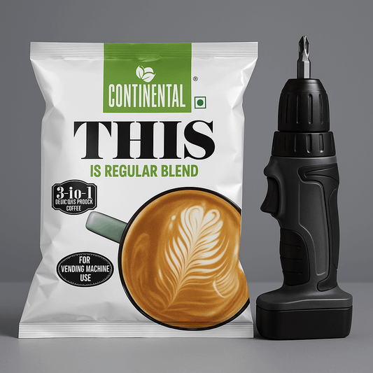 Continental 3 in 1 coffee premix 1 kg packet with latte art coffee cup design for vending machine use
