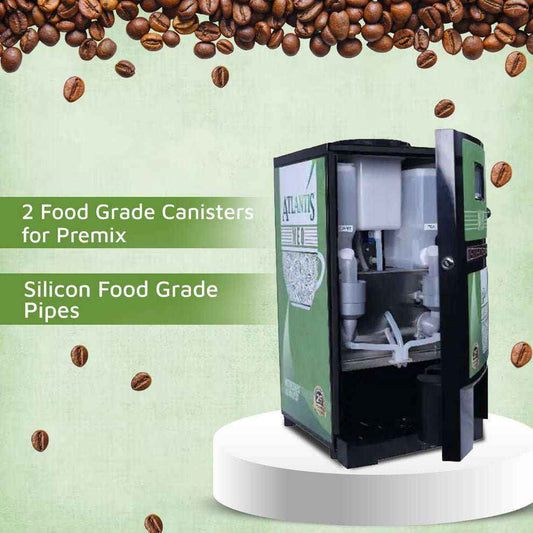 Neo 2 Lane vending machine with hot water featuring 2 food grade canisters and silicon food grade pipes
