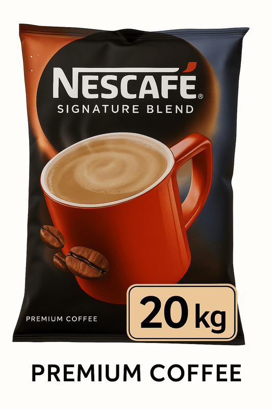 Nescafe Signature Blend Coffee Premix 1 Kg bag with red coffee cup and coffee beans on packaging