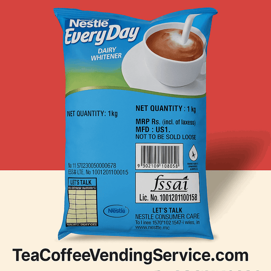 Nestle Everyday dairy whitener 1kg pack with blue packaging and a cup of coffee image